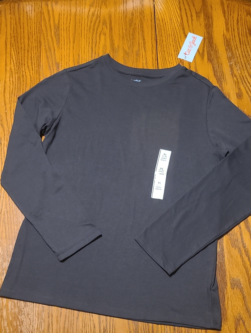 Cat & Jack NWT Long-Sleeve Crew Neck Shirt - Dark Gray - Boy's XL